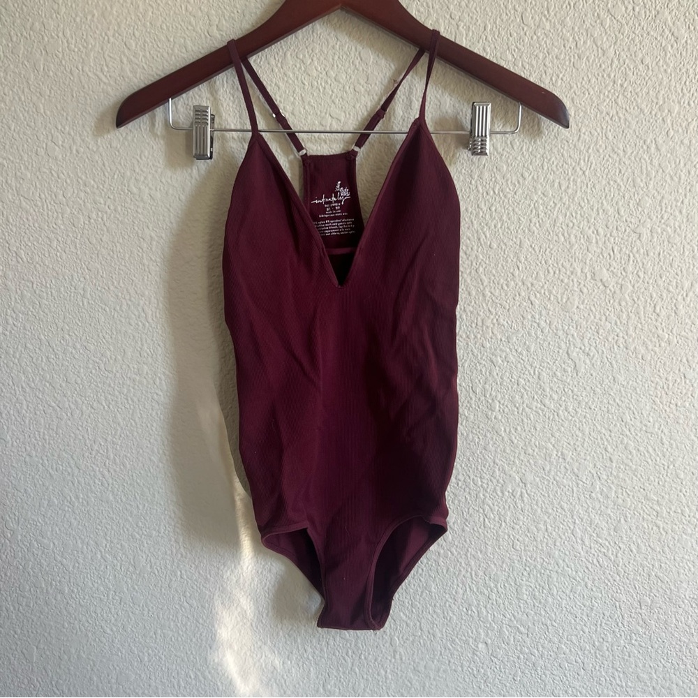 Burgundy Racer back Bodysuit